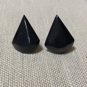 Vintage Black Teardrop clip on Earrings